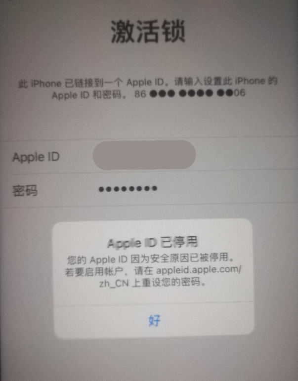 民众镇苹果手机维修分享iPhone 12 出现提示“Apple ID 已停用”怎么办 